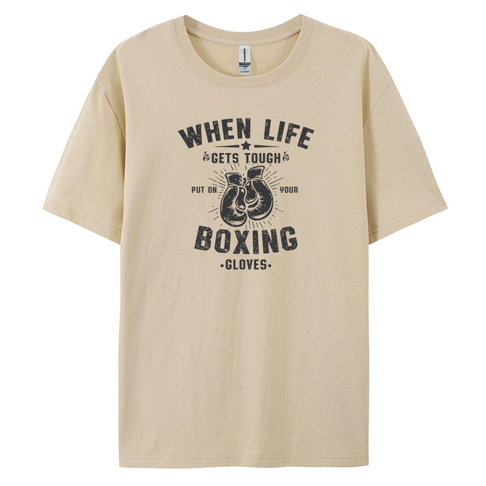 Boxing Comfortable Mens Loose Fit Tshirt with Stylish Prints Vintage and Short Sleeved
