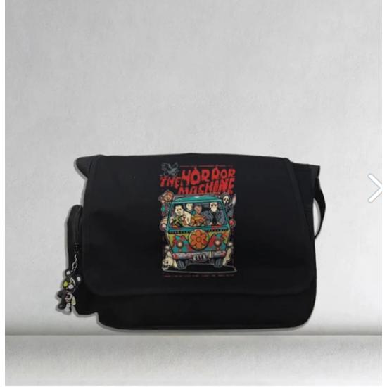 

Чорна сумка унісекс з принтом Денний Хеллоуїн. Машина жахів .