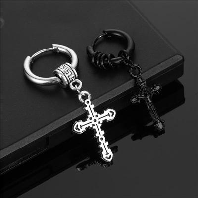 Punk Schwarz Edelstahl Titan Stahl Ohrringe Für Männer Frauen Gothic Kreuz Ohr Schmuck Aussage