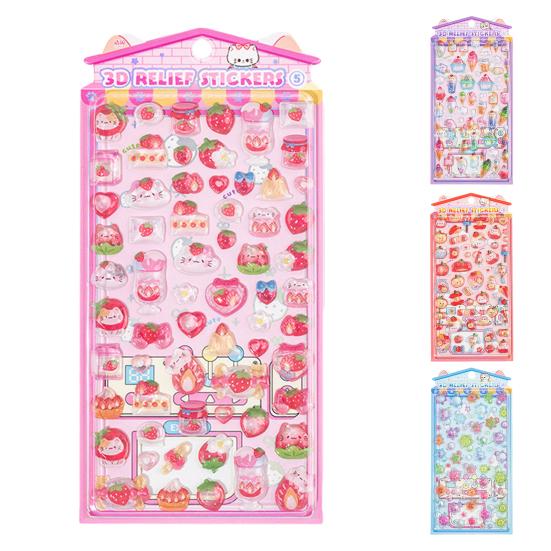 Cat Desserts Puffy Stickers 3D Cute Cartoon Animal Ice Creams Stickers Kawaii Mini Turtles Stickers for Scrapbooks Planner Journals Laptops Phone Case