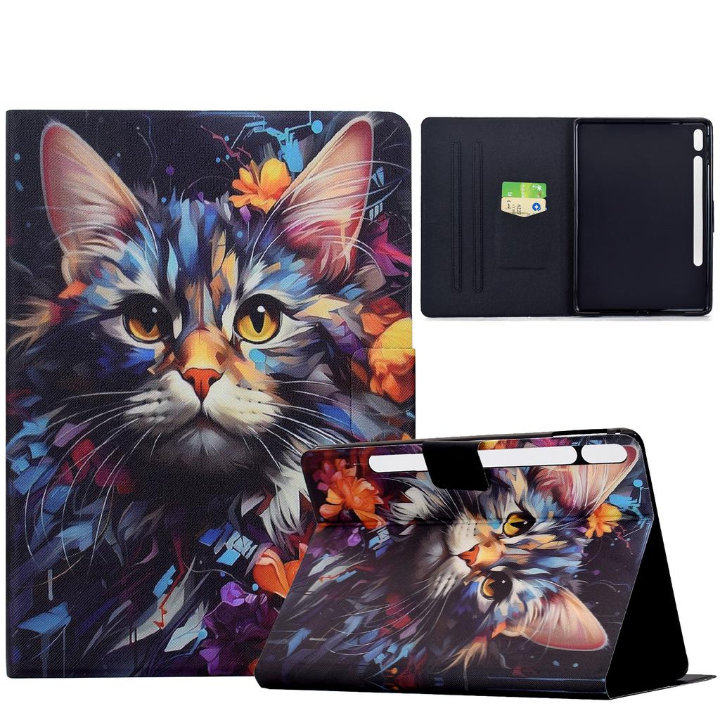 Painting Cute Cat Flip Tablet Case For iPad mini 6 2021/mini 7 2024 8.3 inch Universal Adjustable Stand Protective Case