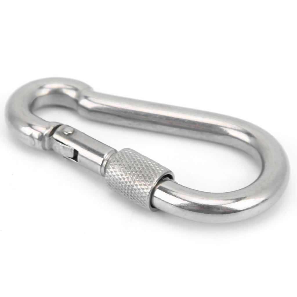 5pcs 80mm Locking Carabiner Clip Heavy Duty Spring Snap Hook with Nut Lock Buckle for Camping