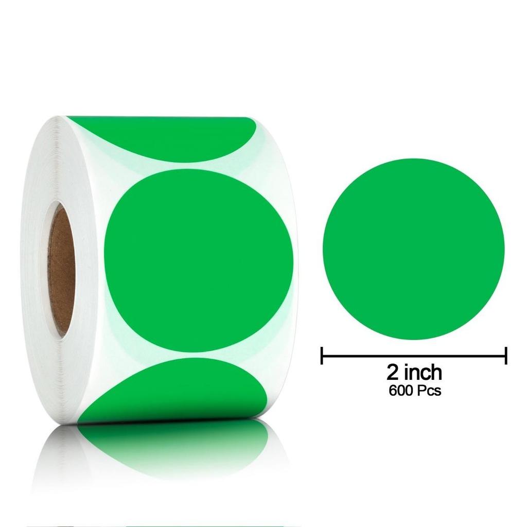 Etichetă autocolantă cu coduri de culoare de 2 inch, autocolante adezive cu puncte circulare, autocolante rotunde solide, verde/galben/roz