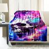 1 Piece Blanket Purple Blue Skull Car Interior Blanket Suitable For All Seasons Cozy Warm Soft Blanket Suitable For Sofa Bed Travel Camping Living