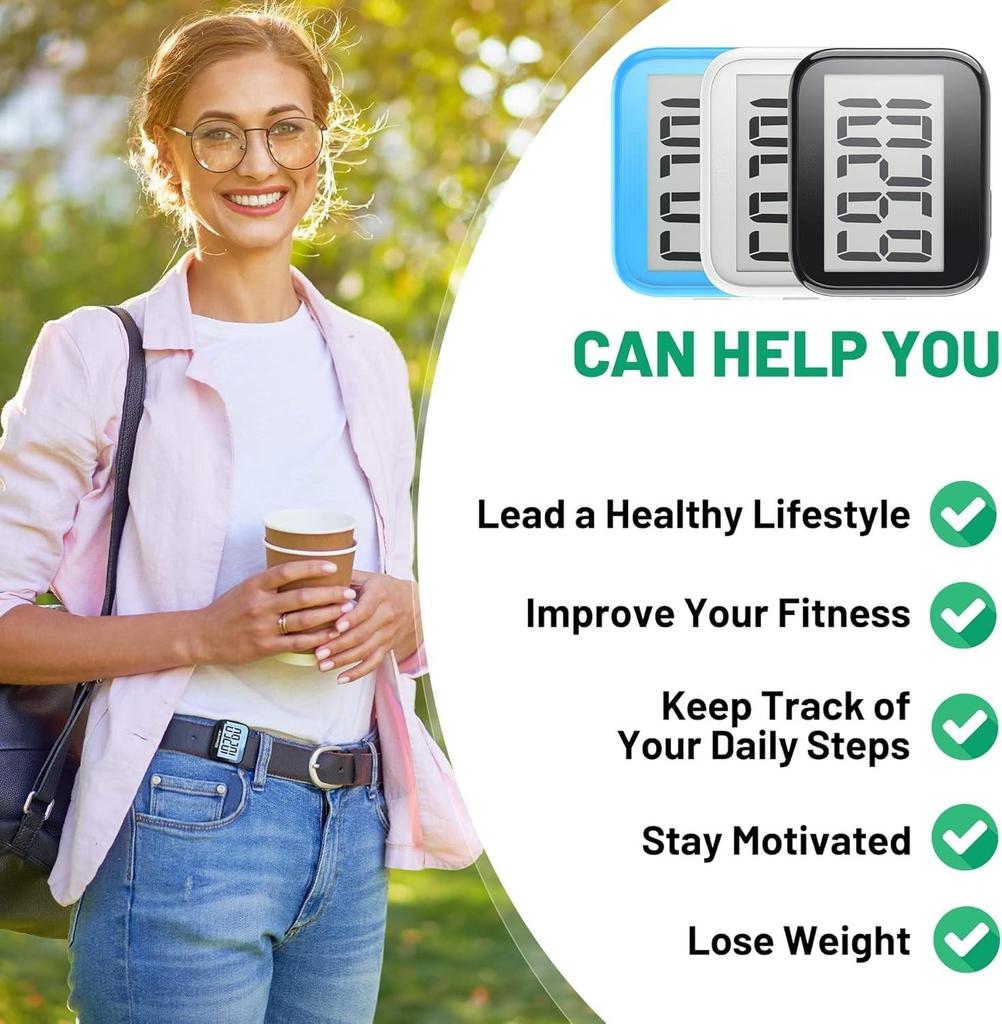 3D-Schrittzähler zum Gehen, einfacher Schrittzähler mit großer Digitalanzeige, Schrittzähler