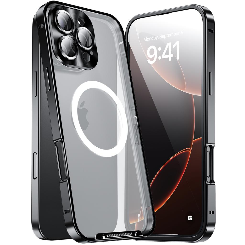 For iPhone 16 Pro Max Case Compatible with MagSafe Metal Frame Matte Phone Cover
