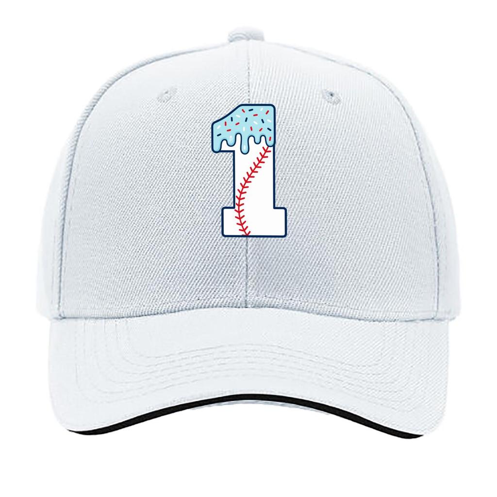 Baseball One Frosted Sprinkle Number Sandwich Baseball Cap Sun Cap Outdoor Workouts Hat