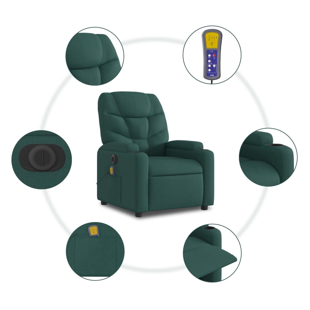 Electric Massage Chair Dark Green Fabric