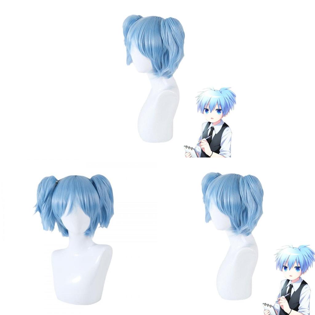 Peluca Cosplay de Shiota Nagisa de Assassination Classroom Con Doble Cola de Caballo Para Fiestas de Disfraces