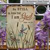 2D Flat, Vintage Psalm 46:10 Bible Verse Metal Tin Sign - "Be Still and Know That I Am God" Christian Wall Decor 8x12 Inch Classic Religious Verse