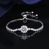 Adjustable Sunflower Bracelet Women With Cubic Zirconia 2ct Simulated Floral Design Copper Plated Jewelry
