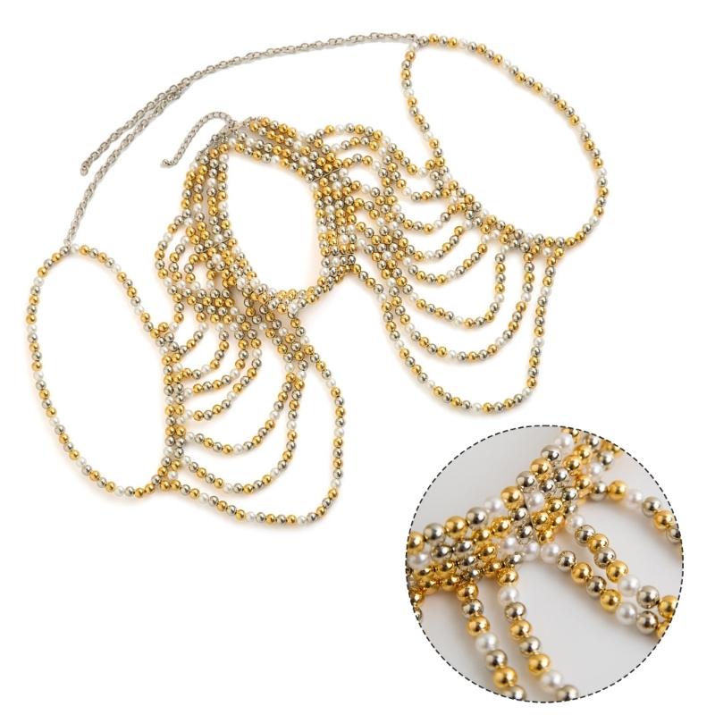 Handgefertigte Perlen Halskette Luxuriöser Halsreif Vintage Quasten Kragen Schmuck Elegante Perlen Schulterkette Handbestickt