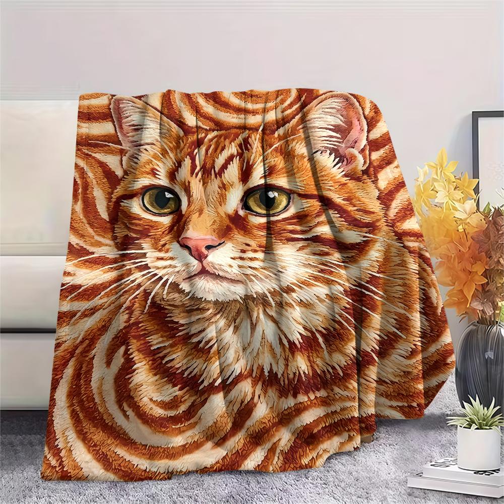 Felt Cat, Kitten, Puppy, Fox Print Flannel Blanket,High Quality Comfortable for All Seasons,Home Decor,Warmth and Comfort,Perfect for Christmas Gifts