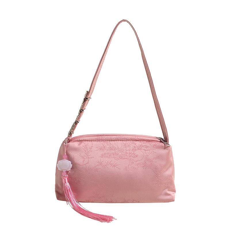 

Сумка на плечо с вышивкой в китайском этническом стиле, весна 2025, новая, высококачественная текстура, маленькая квадратная сумка, сумка с изящным характером, женская розовый