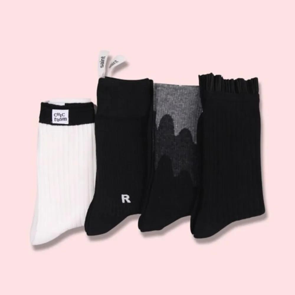 Angel Socks SET004-Blox Black Pattern Floral Polka Dot Socks