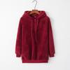 Long Sleeve Hooded Solid Color, Women's Sweater Fleece Jacket