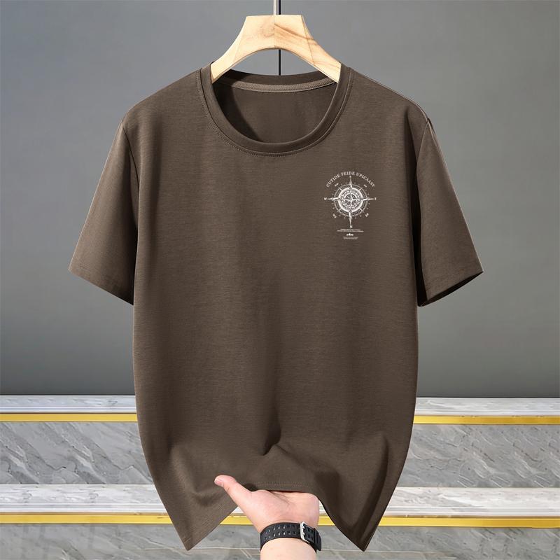 Men's Plus Size Compass Print T-Shirt – Back Graphic Crew Neck Short Sleeve Tee (5XL-13XL)