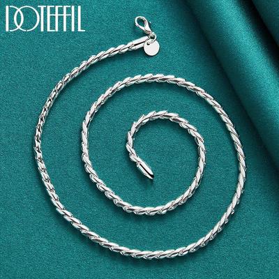 925 Ayar Gümüş 20 İnç 4mm Yılan Zincir Kolye Moda Takı