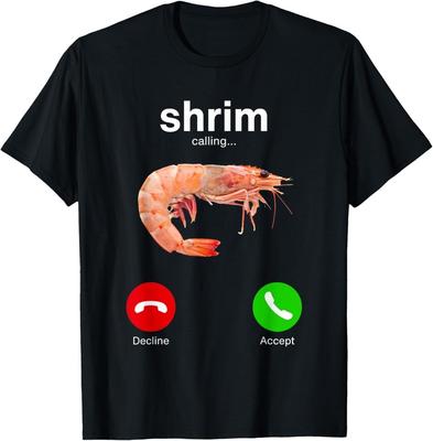 Śmieszny Telefon Krewetki Krewetka Calling Ekran Telefonu Losowy Humor Sarkazm Koszulka