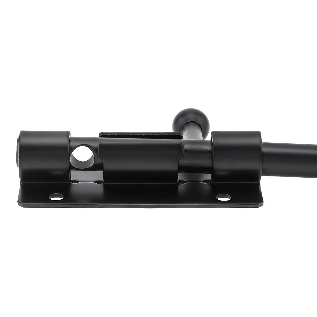 304 Stainless Steel 6-12 Inch Barrel Bolt Latch 10mm Thick Padlock Hole Black Heavy Duty Includes 6 Screws Universal Door Window Cabinet