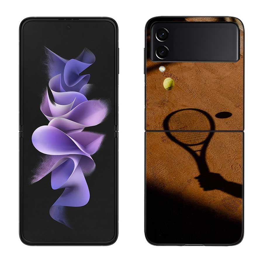 Tennis Racket Tennis Ball Phone Case For Samsung Z Flip 7 6 5G Galaxy Z Flip 5 4 3 Black Hard Cell Cover Luxury PC Shell Coque