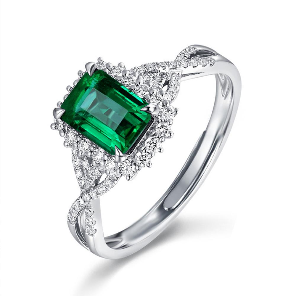 Huitan Gorgeous Square Shaped Green Cubic Zirconia Wedding Ring for Women Anniversary Party Temperament Accessory Trendy Jewelry