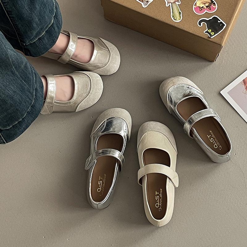 Versatile Casual Shallow Mouth Single Shoes Women's New Summer Retro Fashion Fairy Style with Skirt Velcro Mary Jane Shoes