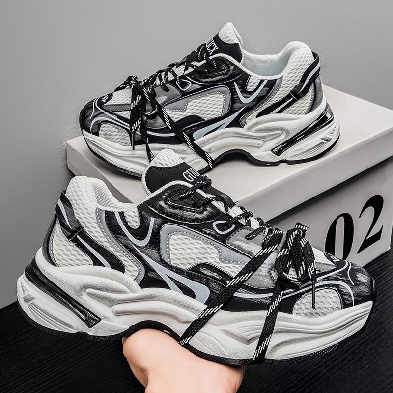 22 neue lässige Mesh-Low-Top-Dad-Schuhe mit dicken Sohlen, bequem und atmungsaktiv