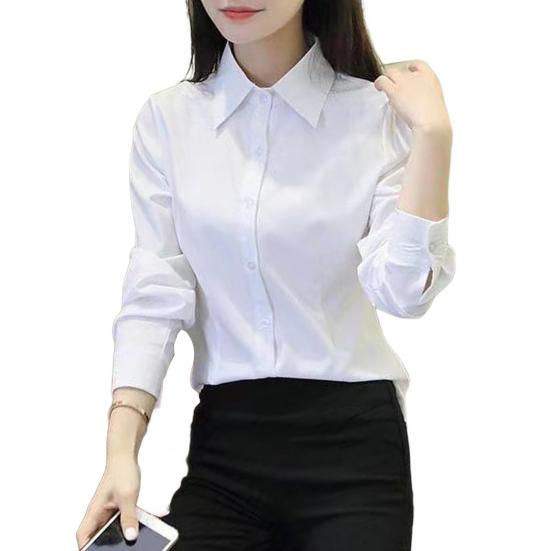 Women Shirt Lapel Short Sleeve Buttons Placket Shirt Tops Solid Color Slim Fit Office Business Shirt Workwear