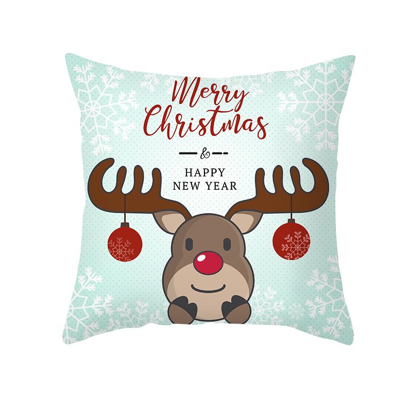 Christmas Pillow Case Wish Cartoon Print Peach Skin Christmas Pillow Home Sofa Cushion
