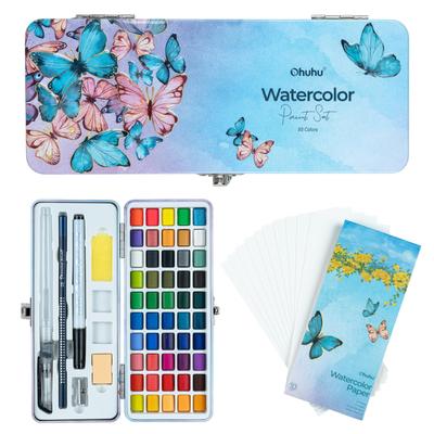 Ohuhu Aquarelle Solide 50 Peintures Aquarelle Vives Transparentes Art Coloriage Étui de Rangement Inclus Peintures, Couleurs, Ensemble, Peintures, Aquarelle, Aquarelle,