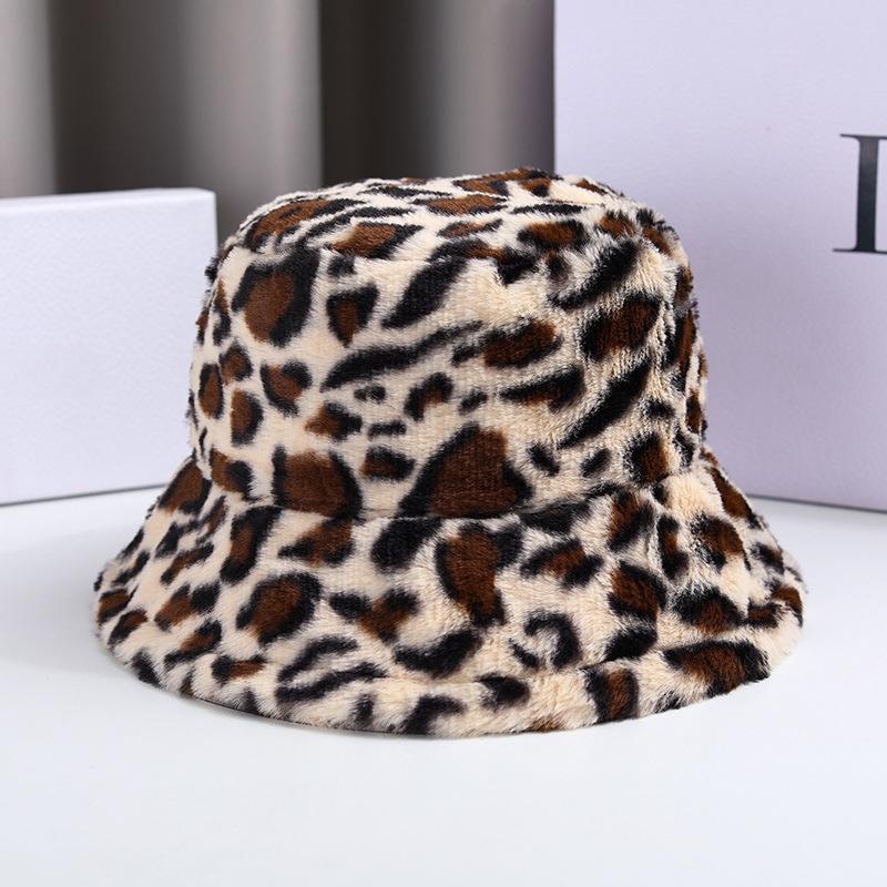 

Осінньо-зимова товста рибальська шапка з леопардовим принтом із флісом, модна та універсальна шапка для раковини, яка виглядає маленькою на обличчі. Головні убори та кепки для жінок One size