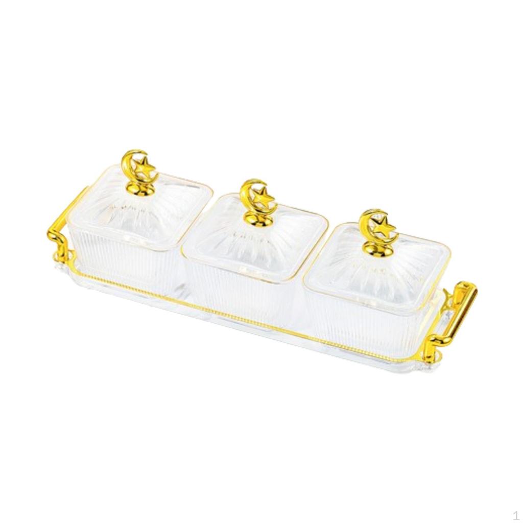 Divided Serving Bowl, Appetizer Plate, Multi-purpose Candy And Nuts Bowl with Lid, Dry Fruit Tray