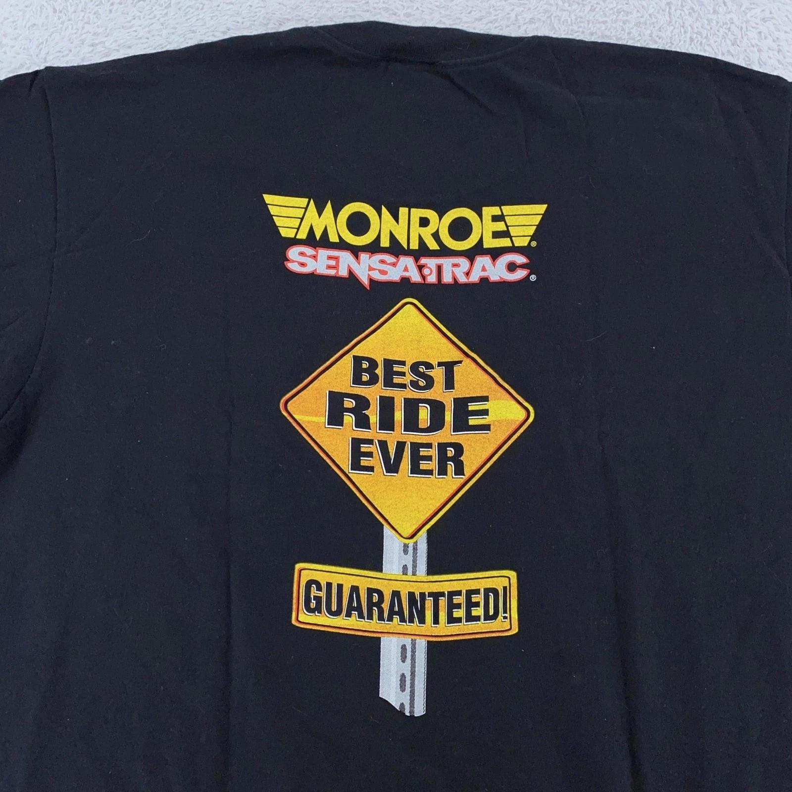 

Vtg Monroe Sensa-Trac Car Shocks Shirt Mens XL Black Pocket Tee Automotive Promo S