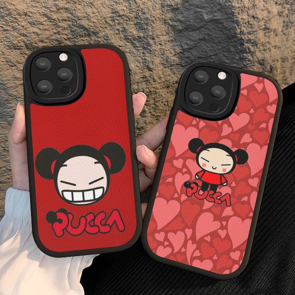 Cartoon Cute Pucca Phone Case Hard Leather For IPhone 16 15 14 13 12 Mini 11 14 Pro Max Xs X Xr 7 8 Plus Fundas