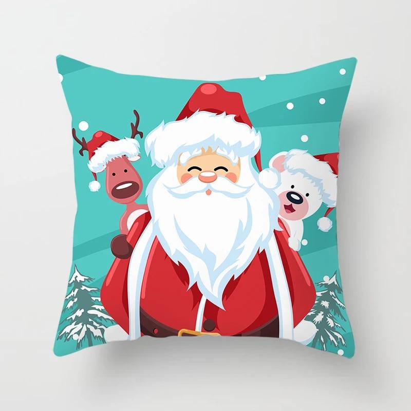 Cartoon Christmas Pillow Set Santa Claus Sofa Gift Home Decoration Pillowcase Christmas Gift Pillowcase