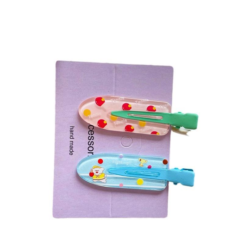 Lot de 2 pinces à cheveux série Jus pour filles, Pinces invisibles, Pinces bec de canard, Pinces à cheveux Pêche et Raisin, Pinces latérales, Accessoires pour cheveux