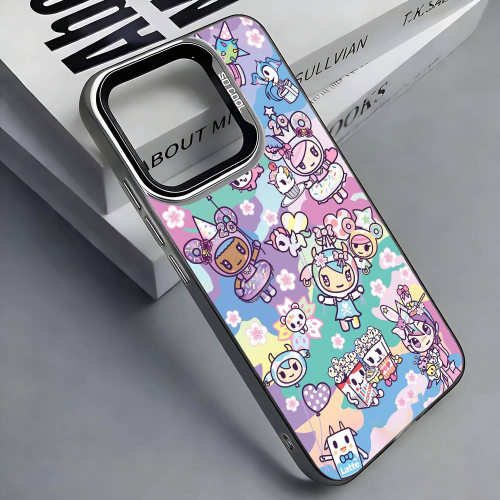 Japan T-Tokidokis Phone Case For iPhone 17,16,15,14,13,12,11 Plus,Pro Max,Colored Silver Phone Case