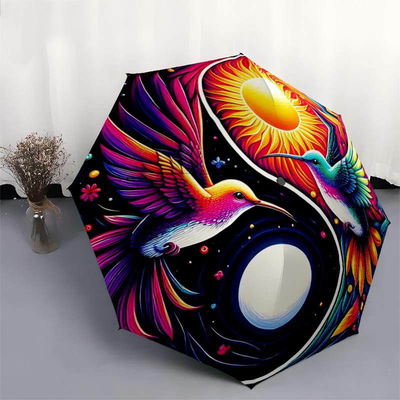 1pc Birds Sun Moon and Nature's Elements Automatic Opening and Closing Folding - A Good Choice for Gifts, Fashionable and Convenient Umbrella Wit