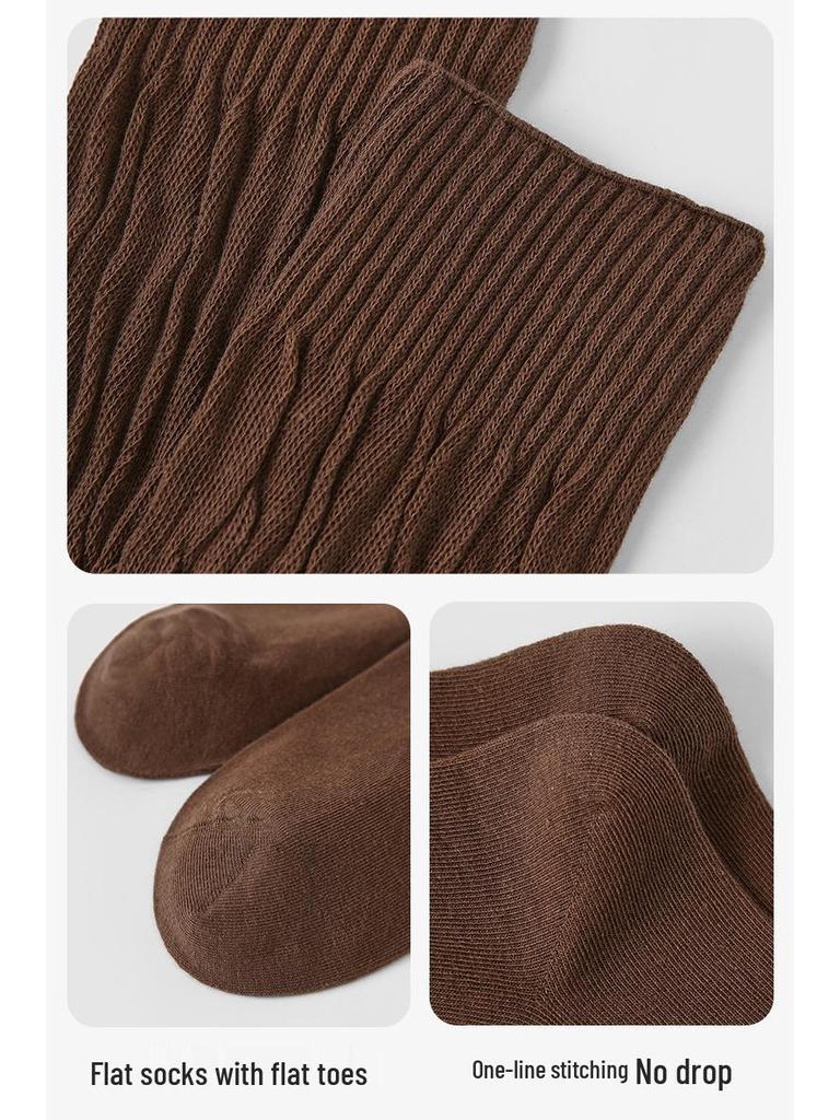 Renaissance Women's Solid Color Mid-Calf Bubble Socks - Versatile Thin Spring & Autumn Style