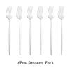 6pcs/Set Black Gold Dessert Fork Set Mirror Stainless Steel Colorful Fork Set Tableware Cutlery Set Home Party Kitchen Tableware