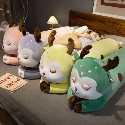 Kawaii Dream Lying Sika Deer Plush Toys Stuffed Soft Animal Pillow Sleeping Cushion Giraffe Dolls for Children Baby Gift