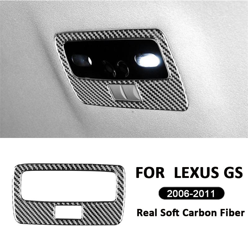 Carbon Fiber Car Rear Reading Light Panel Book Lamp Trim Frame Decoration Sticker For LEXUS GS 2006-2011 Interior Accessories