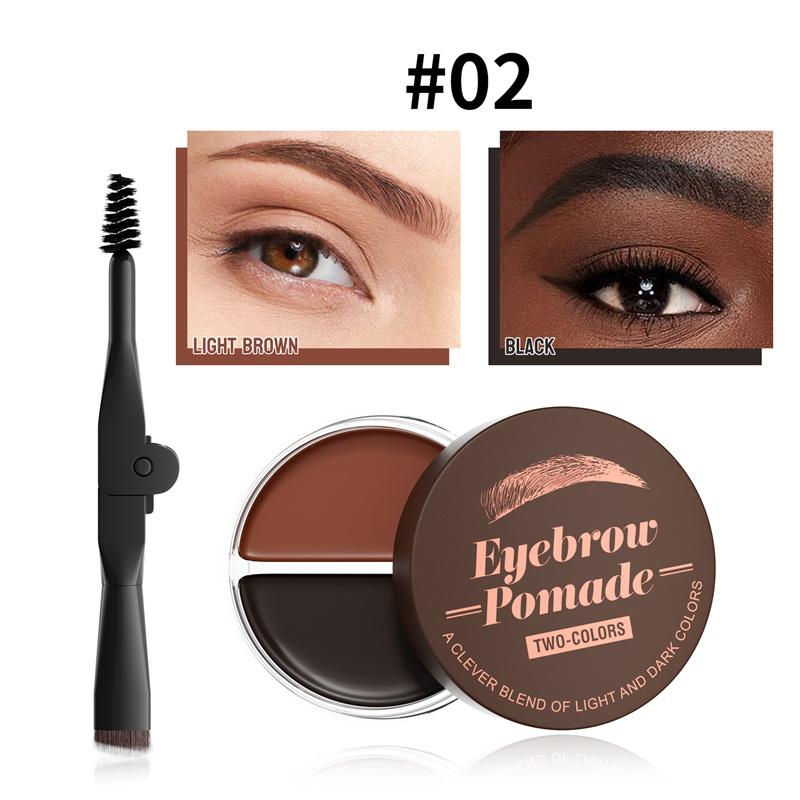 Gel pour sourcils en pâte à sourcils bicolore imperméable et naturelle pour sourcils touffus et sauvages pour une forme parfaite des sourcils avec brosse à sourcils à l'intérieur