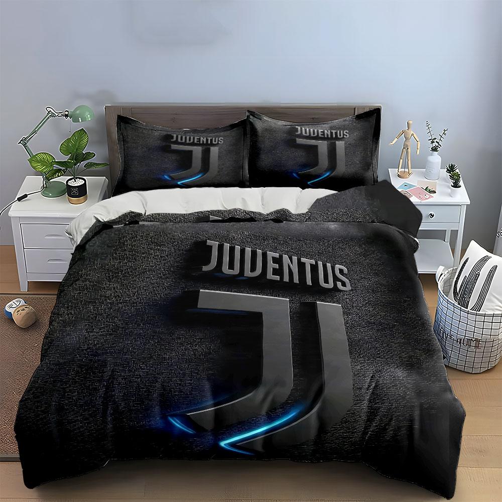 "Set Lenzuola Logo Juventus Nero" Set Copripiumino Lenzuola Copripiumino Federe (1 * Copripiumino 2 * Federe, senza piumino)