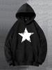 Star Print Hooded Sweatshirt Casual Streetwear Fashion Long Sleeve Hoodie Basic Top for Sports And Daily Wear Loose Fit Pullover B
