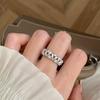 Wosikate Light Luxury Temperament Brushed Wave Ring For Women High Sense Micro-Set Zirconia Open Finger Ring Fashion Jewellery