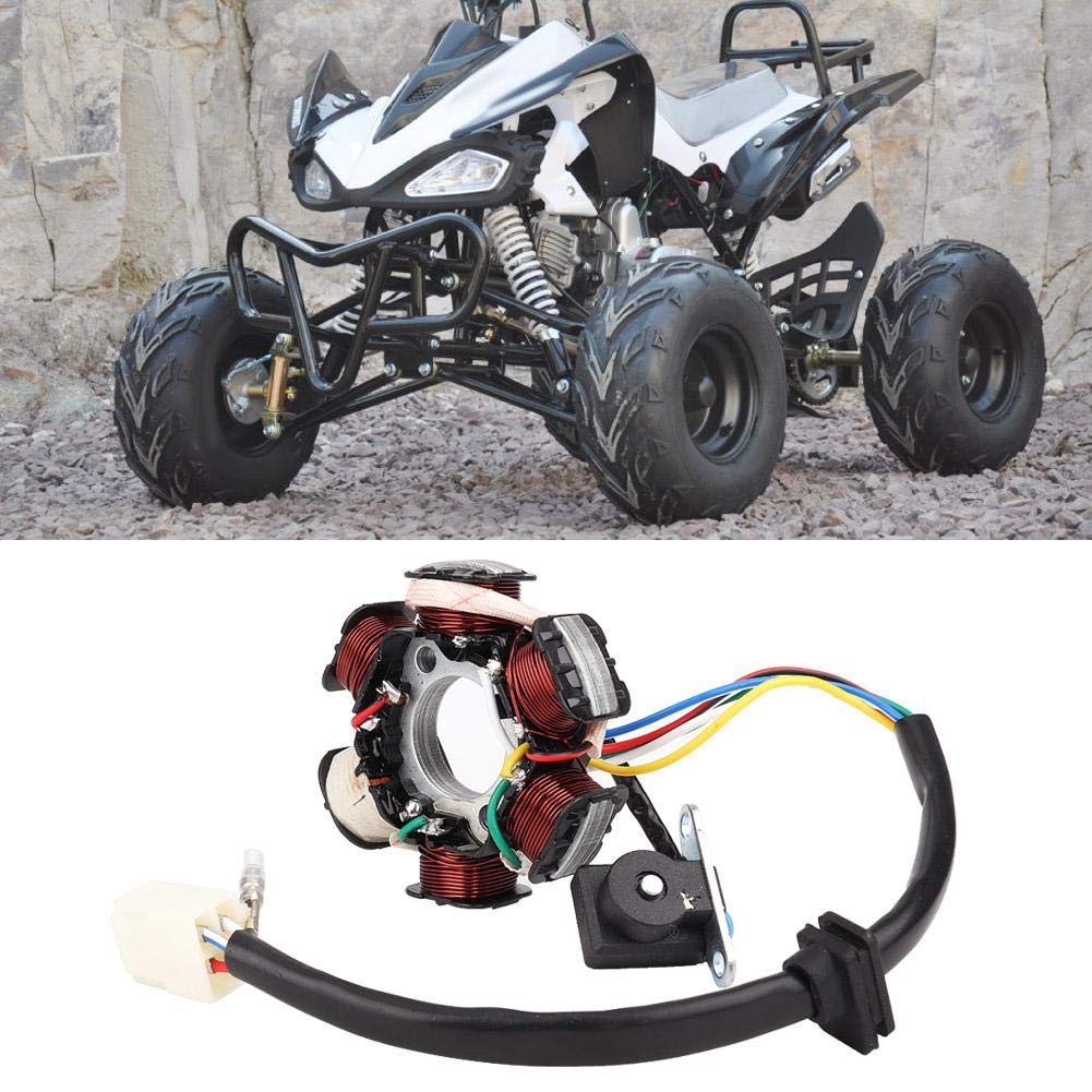 Qiilu Magnetic Stator, 6 Coils 5 Wires Magnetic Stater Coil Fits 50cc 70cc 90cc 110cc 125cc ATV Go Kart
