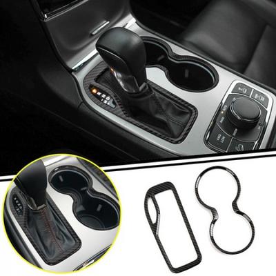 Carbon Gear Shift Cup Holder Cover Frame Trim For Jeep Grand Cherokee 2016-21