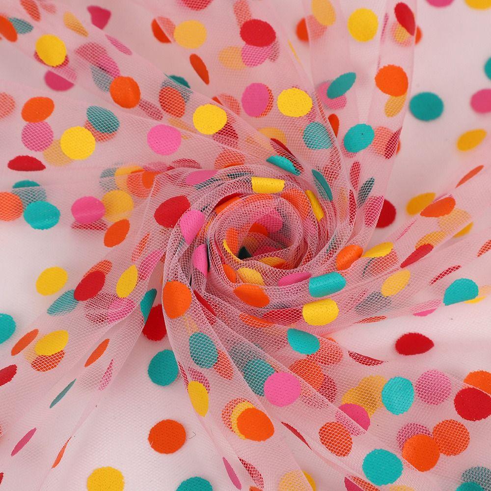 Creative Gift Colorful Polka Dot Tulle Fabric Sheer Lightweight Organza Gauze Polyester Soft Wrapping Paper Bow Making